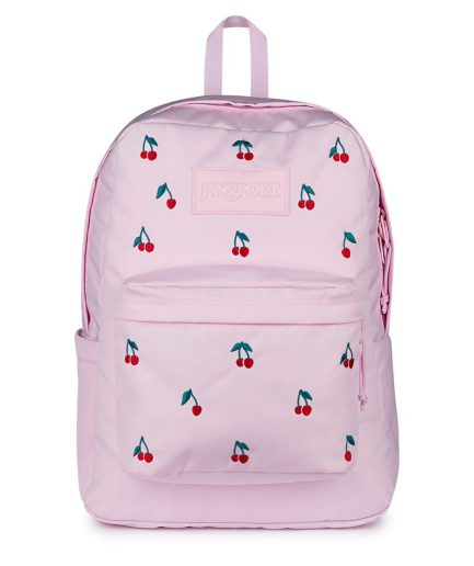 JanSport SuperBreak® Plus Backpack in Pink Ice Cherry Embroidery