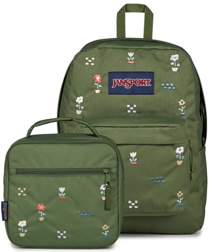 JanSport SuperBreak Plus® FX Bundle Backpack in Flower Fundamentals Cargo Green